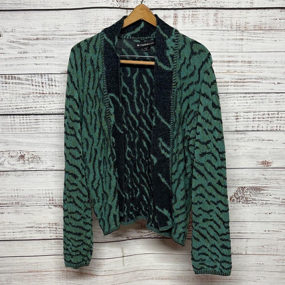 Chris Triola Green and Black Open Cardigan Medium